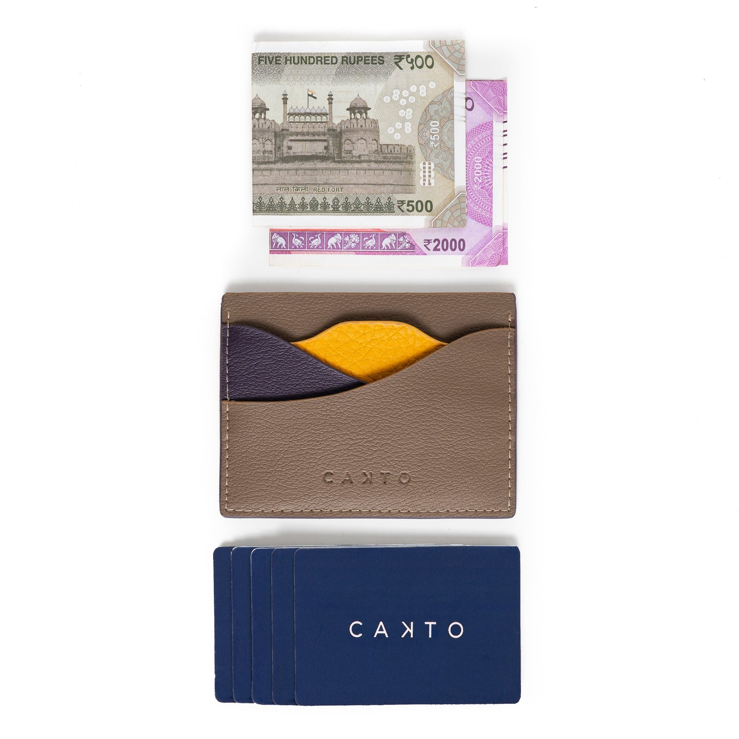 Patagonian Card Wallet-Purple and Camel